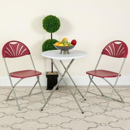 Flash Furniture HERCULES Series 650 lb. Capacity Burgundy Plastic Fan Back Folding Chair