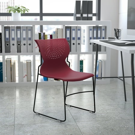 Flash Furniture HERCULES Series 661 lb. Capacity Burgundy Full Back Stack Chair with Gray Powder Coated Frame