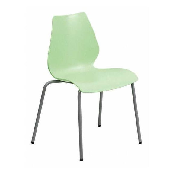 Stack Chair,Plastic,Green w/Silver Frame RUT-288-GREEN-GG