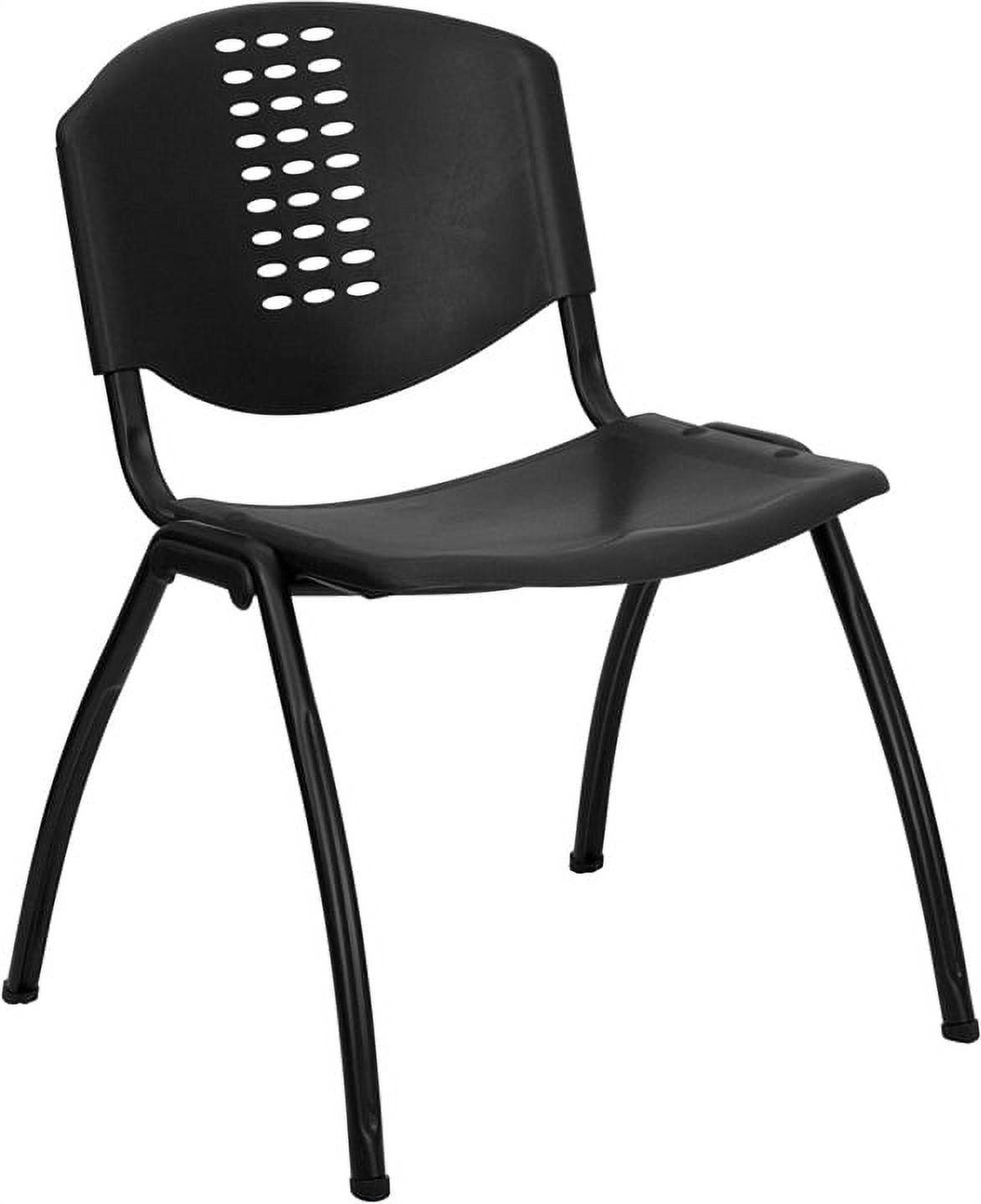 Contemporary Black Metal Stack Chair with Ventilation Holes