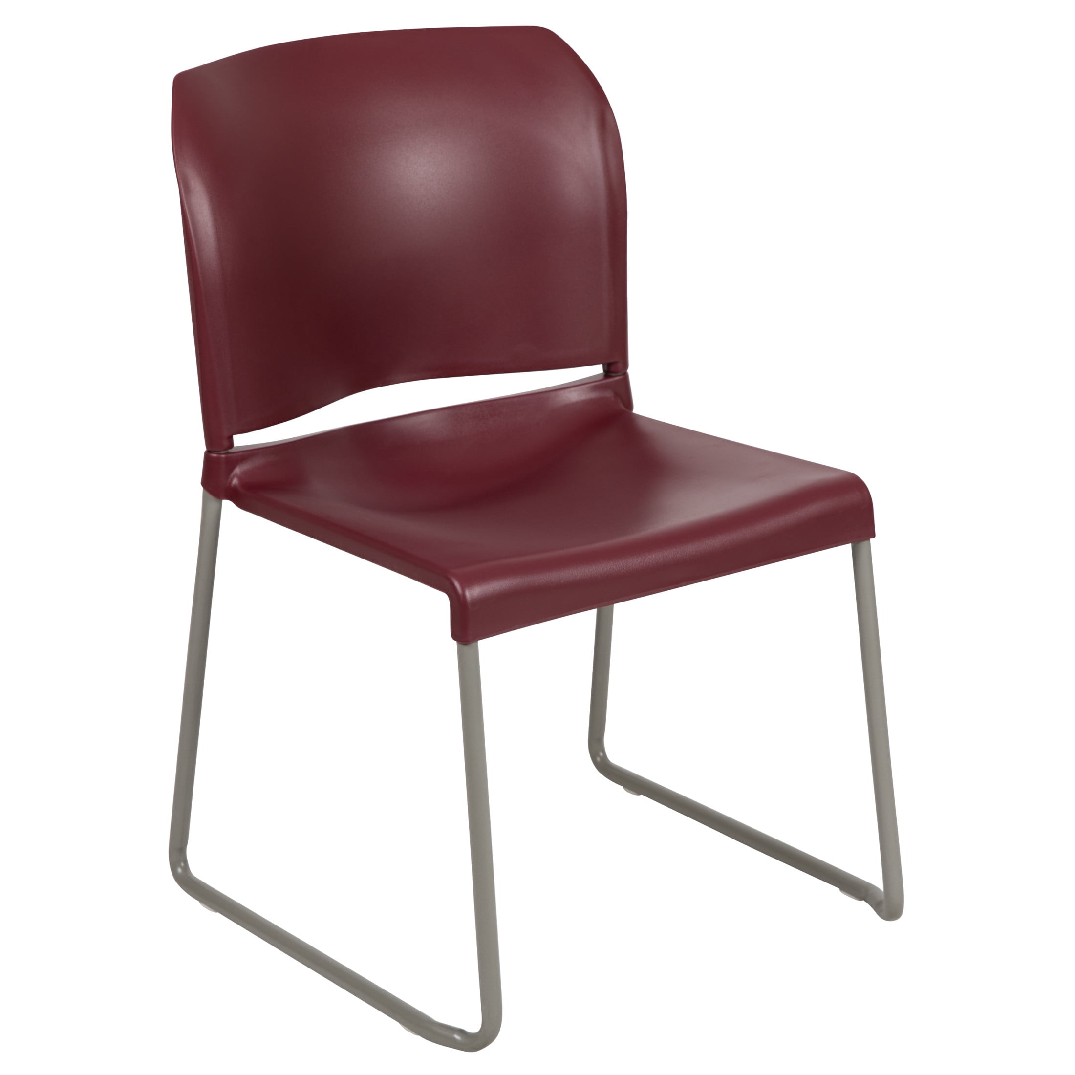 Gray Ergonomic Mid-Back Metal Stacking Chair
