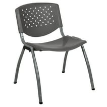 Flash Furniture HERCULES Series 880 lb. Capacity Gray Plastic Stack Chair with Titanium Gray Powder Coated Frame