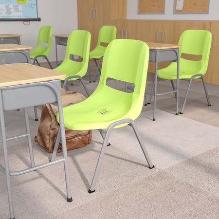 Flash Furniture HERCULES Series 880 lb. Capacity Green Ergonomic Shell Stack Chair with Gray Frame