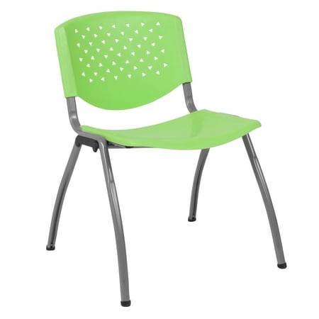 Flash Furniture HERCULES Series 880 lb. Capacity Green Plastic Stack Chair with Titanium Gray Powder Coated Frame