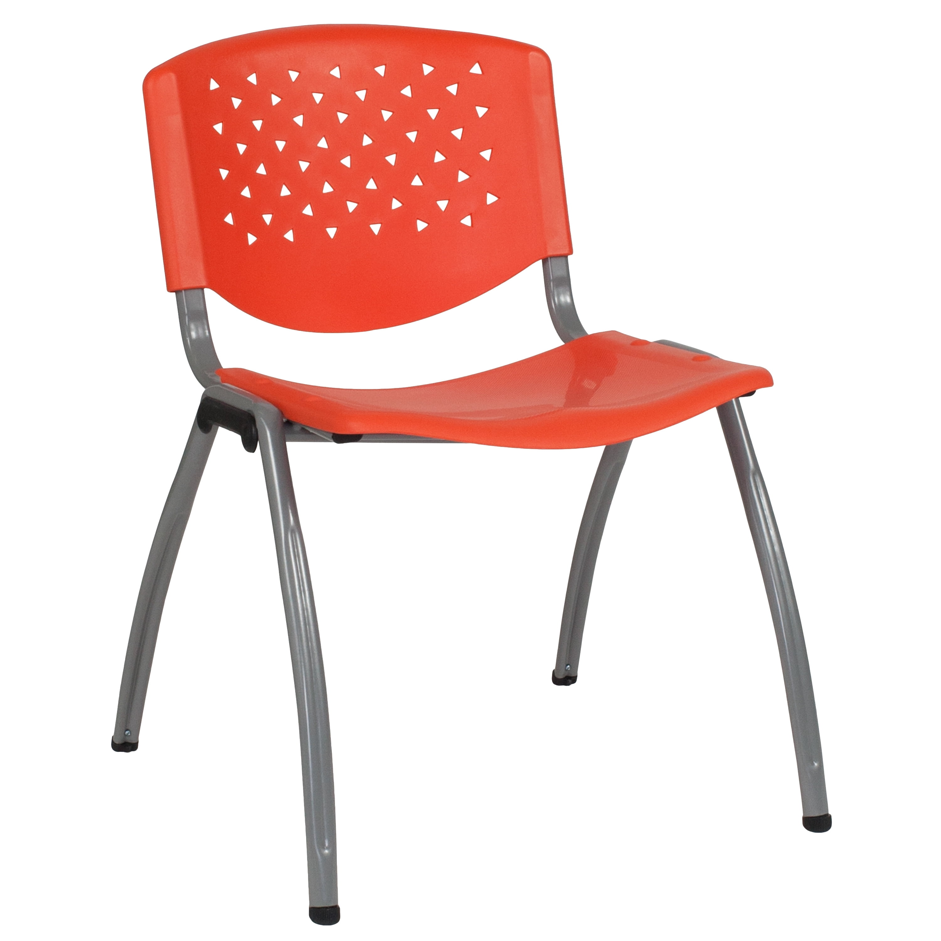 Hercules 880 lb. Capacity Orange Polypropylene Stack Chair with Titanium Frame