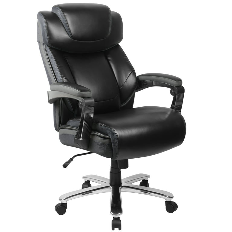 Flash Furniture Hercules Series Big & Tall 500 lb. Rated Black LeatherSoft  Executive Swivel Ergonomic Office Chair with Adjustable Headrest & Seat