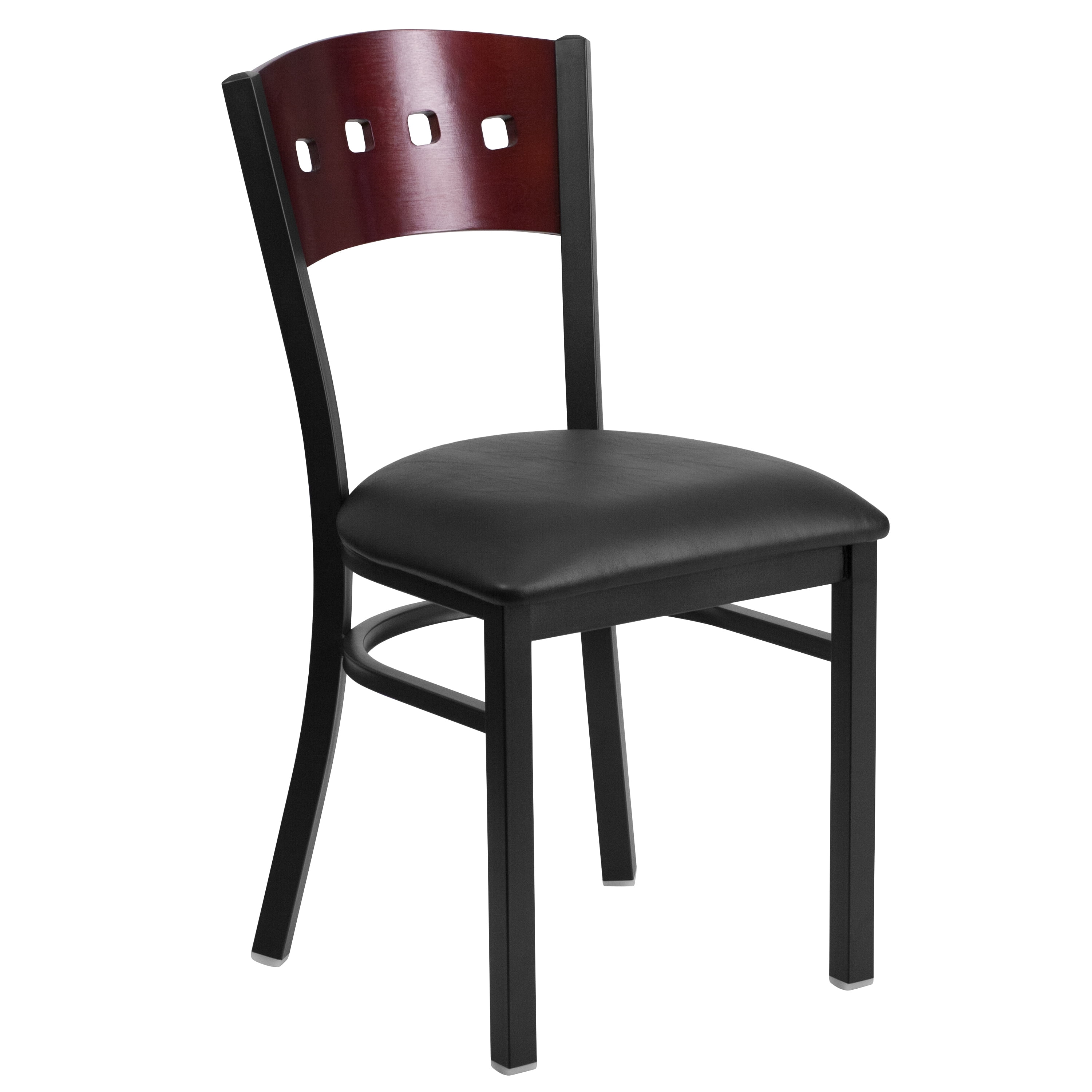 Hercules Black Metal Side Chair with Brown Wood Back