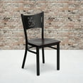 thumbnail image 1 of Flash Furniture HERCULES Series Black Coffee Back Metal Restaurant Chair - Mahogany Wood Seat, 1 of 7