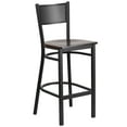 thumbnail image 1 of Flash Furniture HERCULES Series Black Grid Back Metal Restaurant Barstool - Walnut Wood Seat, 1 of 7