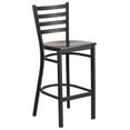 thumbnail image 1 of Flash Furniture HERCULES Series Black Ladder Back Metal Restaurant Barstool - Walnut Wood Seat, 1 of 12