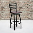 thumbnail image 1 of Flash Furniture HERCULES Series Black Ladder Back Swivel Metal Barstool - Mahogany Wood Seat, 1 of 11