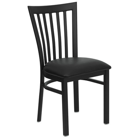 product image of Flash Furniture HERCULES Series Black School House Back Metal Restaurant Chair - Black Vinyl Seat