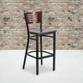 thumbnail image 1 of Flash Furniture HERCULES Series Black Slat Back Metal Restaurant Barstool - Mahogany Wood Back & Seat, 1 of 7