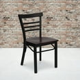thumbnail image 1 of Flash Furniture HERCULES Series Black Three-Slat Ladder Back Metal Restaurant Chair - Mahogany Wood Seat, 1 of 7