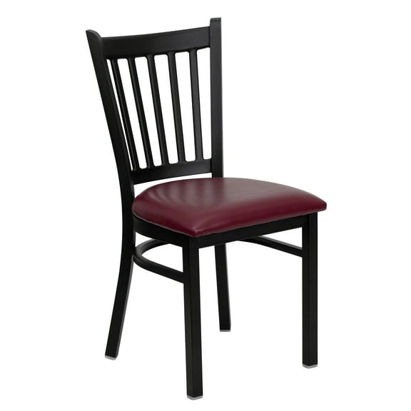 Flash Furniture HERCULES Series Black Vertical Back Metal Restaurant Chair - Burgundy Vinyl Seat