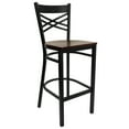 thumbnail image 1 of Flash Furniture HERCULES Series Black ''X'' Back Metal Restaurant Barstool - Mahogany Wood Seat, 1 of 7