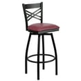 thumbnail image 1 of Flash Furniture HERCULES Series Black ''X'' Back Swivel Metal Barstool - Burgundy Vinyl Seat, 1 of 7