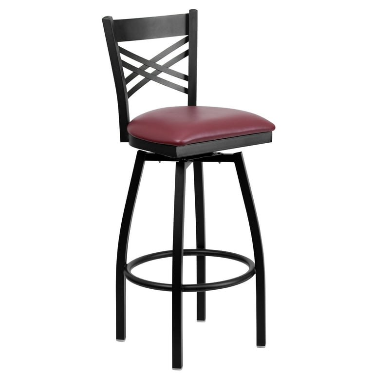 Free Shipping Flash Furniture HERCULES Series Black X Back Swivel Metal Barstool Burgundy Vinyl Seat Walmart Walmart