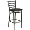 thumbnail image 1 of Flash Furniture HERCULES Series Silver Antique Finish with Clear Coat Ladder Back Metal Restaurant Barstool - Black Vinyl Seat, 1 of 12