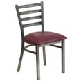 thumbnail image 1 of Flash Furniture HERCULES Series Silver Antique Finish with Clear Coat Ladder Back Metal Restaurant Chair - Burgundy Vinyl Seat, 1 of 7