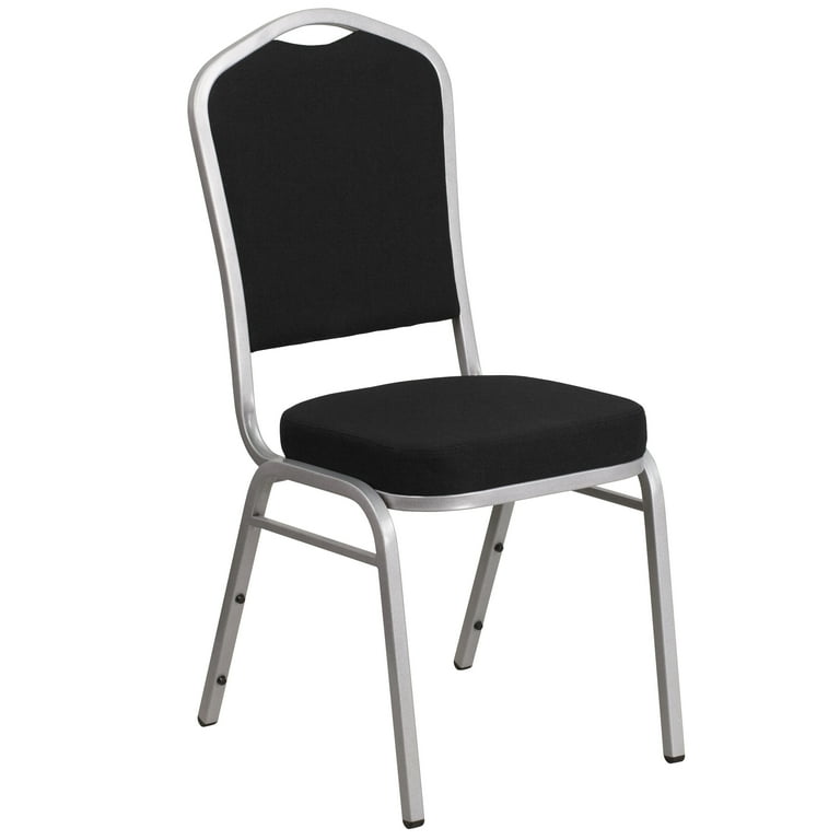 Flash Furniture HERCULES Series Crown Back Stacking Banquet Chair in Black  Fabric - Silver Frame