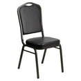 thumbnail image 1 of Flash Furniture HERCULES Series Crown Back Stacking Banquet Chair in Black Vinyl - Gold Vein Frame, 1 of 14