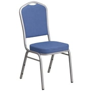 Flash Furniture HERCULES Series Crown Back Stacking Banquet Chair in Blue Fabric - Silver Frame