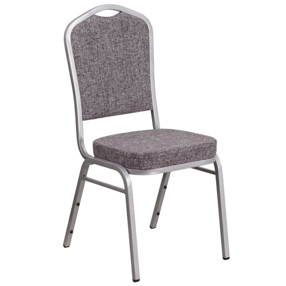 Flash Furniture HERCULES Series Crown Back Stacking Banquet Chair in Herringbone Fabric - Silver Frame