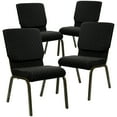 thumbnail image 1 of Flash Furniture 4 Pack 18.5''W Stacking Church Chair in Black Dot Patterned Fabric - Gold Vein Frame, 1 of 2