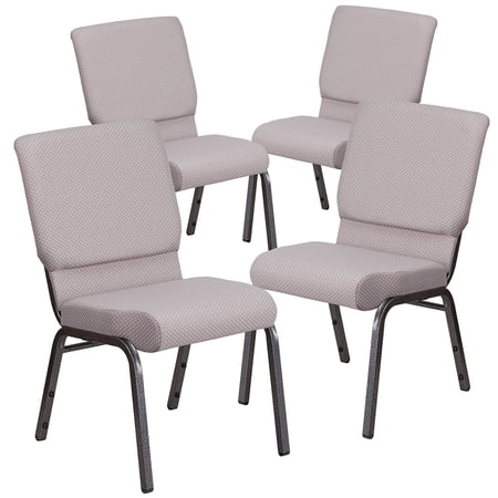Flash Furniture Gray Dot Fabric Church Chair,PK4 4-FD-CH02185-SV-GYDOT-GG