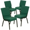 thumbnail image 1 of Flash Furniture 4 Pack 18.5''W Stacking Church Chair in Green Patterned Fabric - Gold Vein Frame, 1 of 2