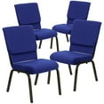 thumbnail image 1 of Flash Furniture 4 Pack 18.5''W Stacking Church Chair in Navy Blue Fabric - Gold Vein Frame, 1 of 2