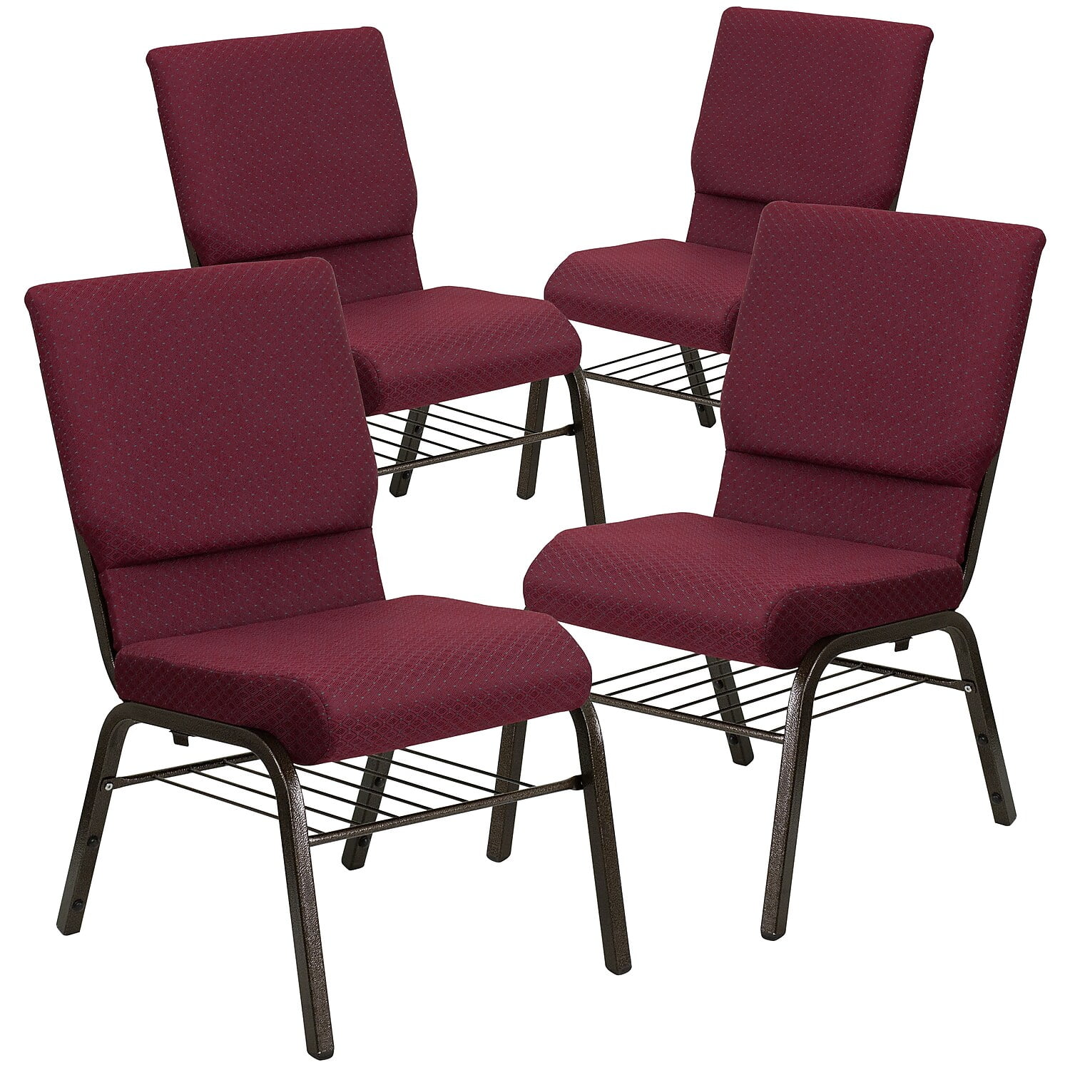 Flash Furniture Burgundy Fabric Church Chair,PK4 4-XU-CH-60096-BYXY56 ...