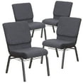 thumbnail image 1 of 4 Pk. 18.5''W Dark Gray Fabric Church Chair, Book Rack - Silver Vein Frame, 1 of 7