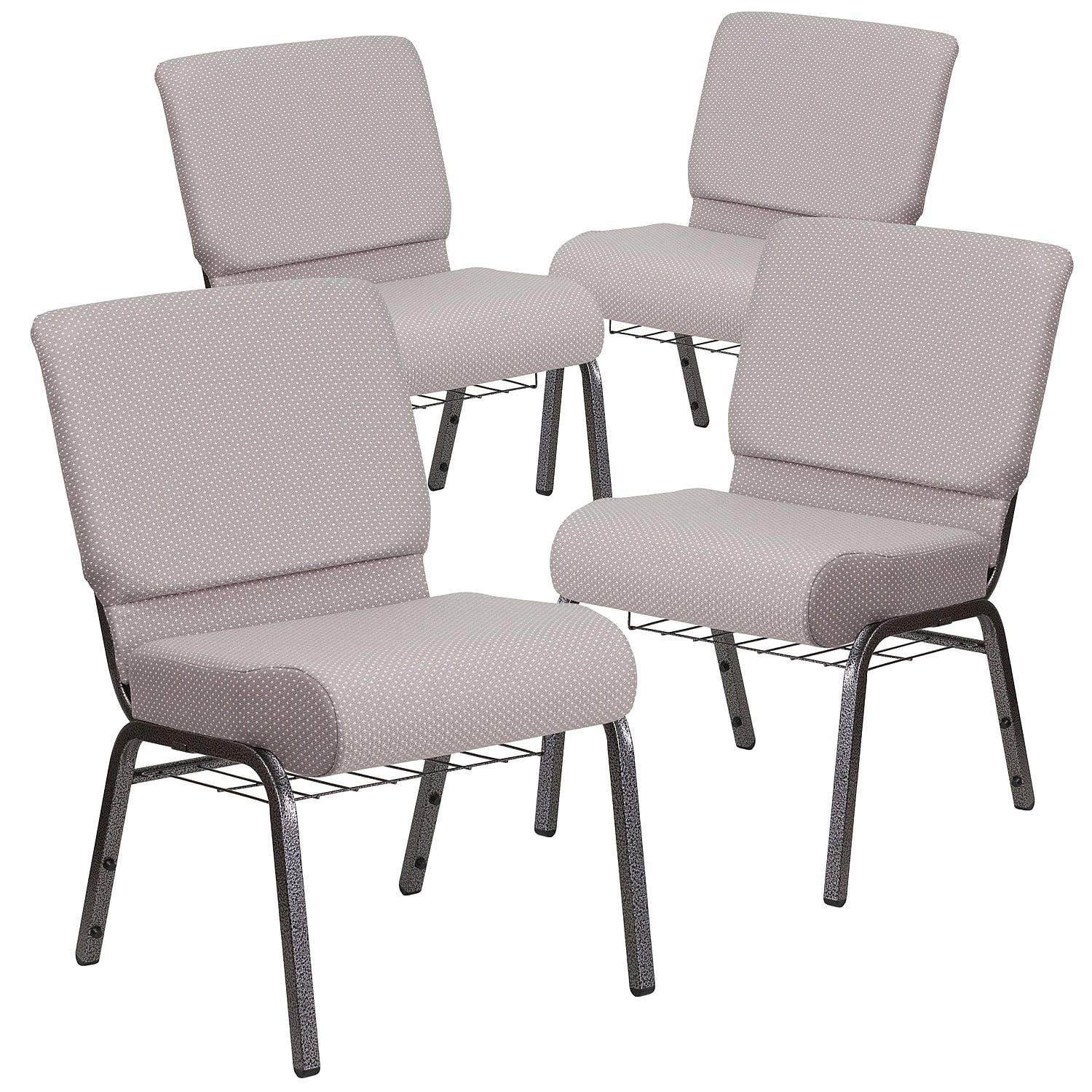 Flash Furniture HERCULES Series Fabric Church Stacking Chair w Book Rack Gray Dot Silver Vein Frame Walmart