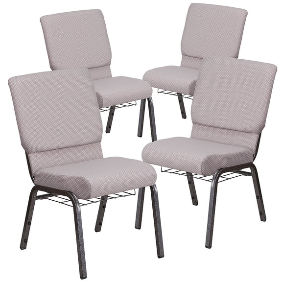 Flash Furniture Gray Dot Fabric Church Chair,PK4 4-FD-CH02185-SV-GYDOT-BAS-GG