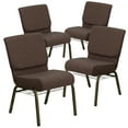 thumbnail image 1 of Flash Furniture 4 Pack 21''W Church Chair in Brown Fabric with Cup Book Rack - Gold Vein Frame, 1 of 2
