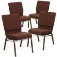 thumbnail image 1 of Flash Furniture 4 Pk. 18.5''W Church Chair in Brown Fabric with Cup Book Rack - Gold Vein Frame, 1 of 2