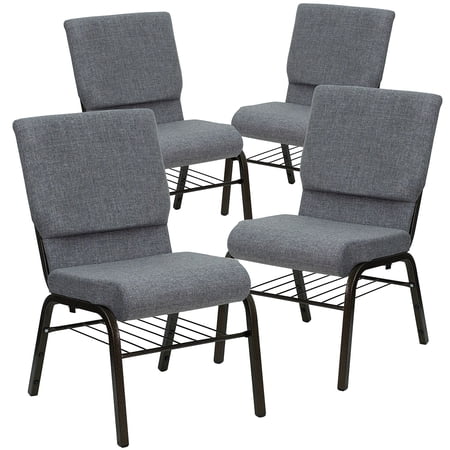 Flash Furniture Gray Fabric Church Chair,PK4 4-XU-CH-60096-BEIJING-GY-BAS-GG