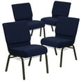 thumbnail image 1 of Flash Furniture 4 Pack 21''W Church Chair in Navy Blue Dot Patterned Fabric with Book Rack - Gold Vein Frame, 1 of 2