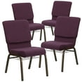 thumbnail image 1 of Flash Furniture 4 Pack HERCULES Series 18.5''W Church Chair in Plum Fabric with Cup Book Rack - Gold Vein FrameNative AmericanNative, 1 of 7