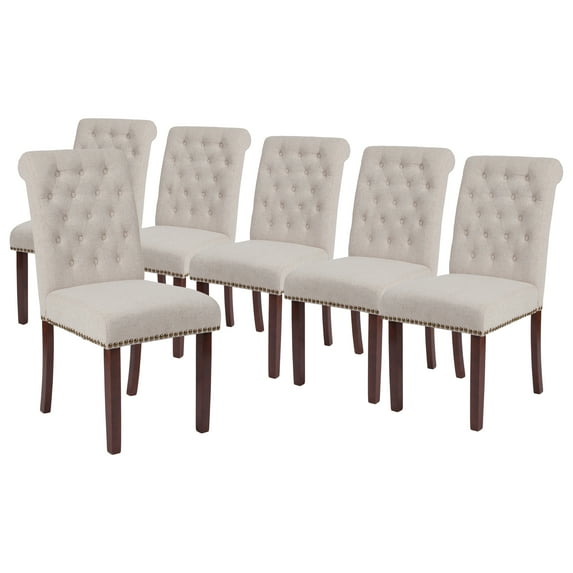 Flash Furniture HERCULES Series Parsons Chair, Set of 6, Beige Fabric