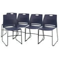 thumbnail image 1 of Flash Furniture HERCULES Series Set of 5 Commercial 660 lb. Capacity Navy Plastic Stack Chairs with Black Powder Coated Sled Base Frames and Carrying HandleNative AmericanNative, 1 of 9