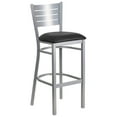 thumbnail image 1 of Flash Furniture HERCULES Series Silver Slat Back Metal Restaurant Barstool - Black Vinyl Seat, 1 of 11