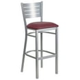 thumbnail image 1 of Flash Furniture HERCULES Series Silver Slat Back Metal Restaurant Barstool - Burgundy Vinyl Seat, 1 of 6