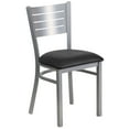 thumbnail image 1 of Flash Furniture HERCULES Series Silver Slat Back Metal Restaurant Chair - Black Vinyl Seat, 1 of 12