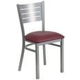 thumbnail image 1 of Flash Furniture HERCULES Series Silver Slat Back Metal Restaurant Chair - Burgundy Vinyl Seat, 1 of 7