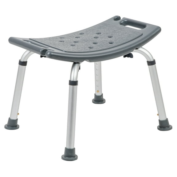 Flash Furniture Tool-Free and Quick Assembly, 300 Lb. Capacity, Adjustable Gray Bath & Shower Chair with Non-slip Feet