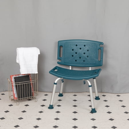 Flash Furniture HERCULES Series Tool-Free and Quick Assembly, 300 Lb. Capacity, Adjustable Navy Bath & Shower Chair with Extra Large Back