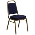 thumbnail image 1 of Flash Furniture HERCULES Series Trapezoidal Back Stacking Banquet Chair in Navy Patterned Fabric - Gold Frame, 1 of 14